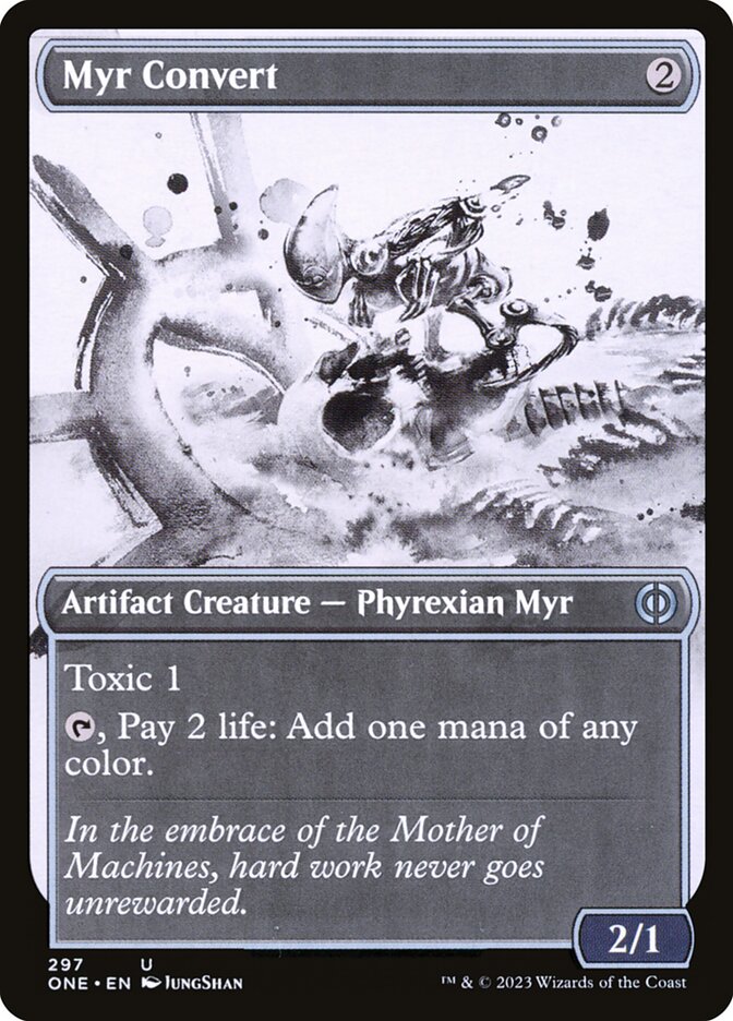 This Is An Image Of The Magic The Gathering Card Myr Convert From The Set Phyrexia: All Will Be One - Designed By Artist José Parodi