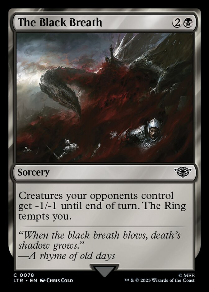This Is An Image Of The Magic The Gathering Card The Black Breath From The Set The Lord of the Rings: Tales of Middle-earth - Designed By Artist Chris Cold