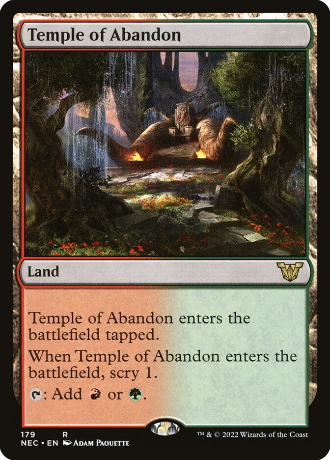 This Is An Image Of The Magic The Gathering Card Temple of Abandon From The Set Tarkir: Dragonstorm Commander - Designed By Artist Adam Paquette