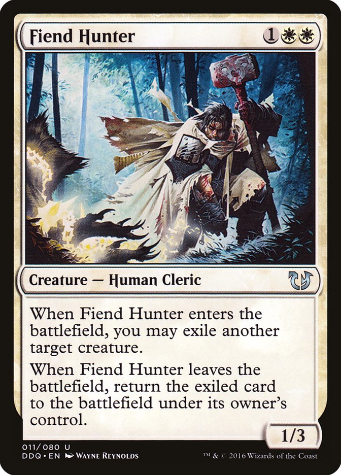 This Is An Image Of The Magic The Gathering Card Fiend Hunter From The Set Innistrad Remastered - Designed By Artist Wayne Reynolds