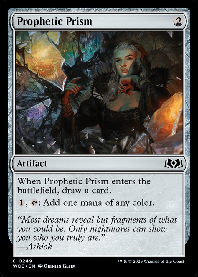This Is An Image Of The Magic The Gathering Card Prophetic Prism From The Set Wilds of Eldraine - Designed By Artist Quintin Gleim