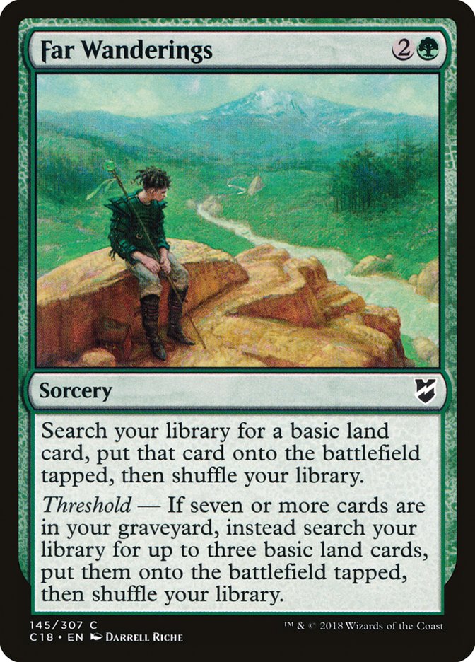 This Is An Image Of The Magic The Gathering Card Far Wanderings From The Set Zendikar Rising Commander - Designed By Artist Darrell Riche