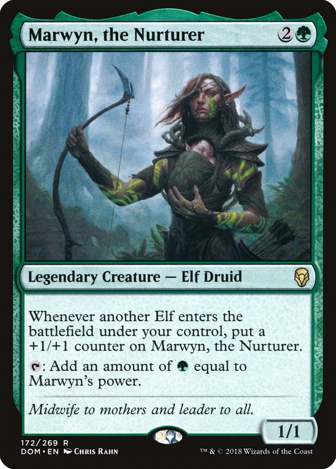 This Is An Image Of The Magic The Gathering Card Marwyn, the Nurturer From The Set Kaldheim Commander - Designed By Artist Chris Rahn