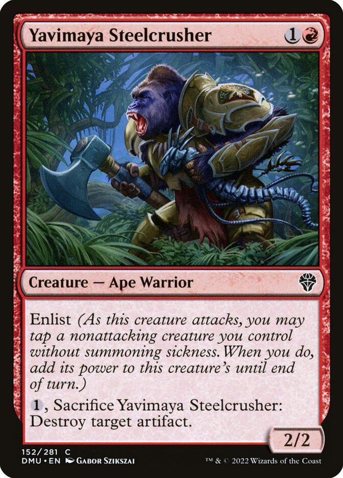 This Is An Image Of The Magic The Gathering Card Yavimaya Steelcrusher From The Set Dominaria United - Designed By Artist Gabor Szikszai