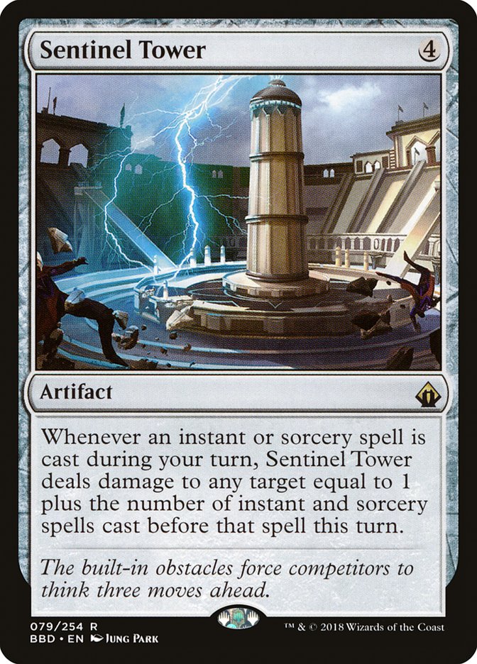 This Is An Image Of The Magic The Gathering Card Sentinel Tower From The Set Battlebond - Designed By Artist Jung Park