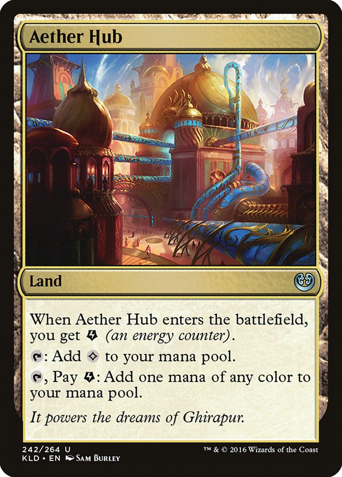 This Is An Image Of The Magic The Gathering Card Aether Hub From The Set Kaladesh - Designed By Artist Sam Burley