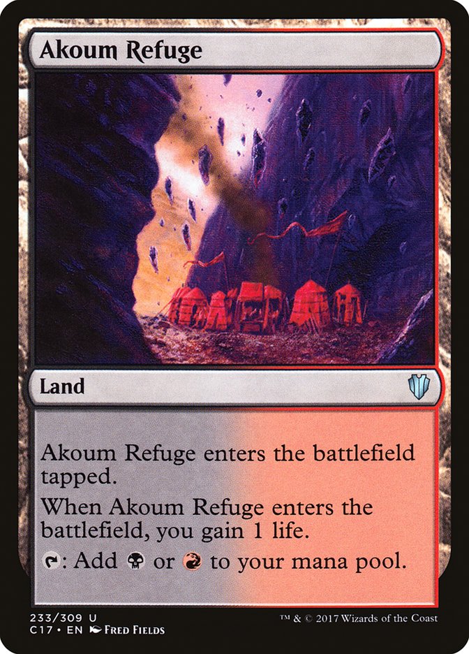 This Is An Image Of The Magic The Gathering Card Akoum Refuge From The Set Commander 2019 - Designed By Artist Fred Fields