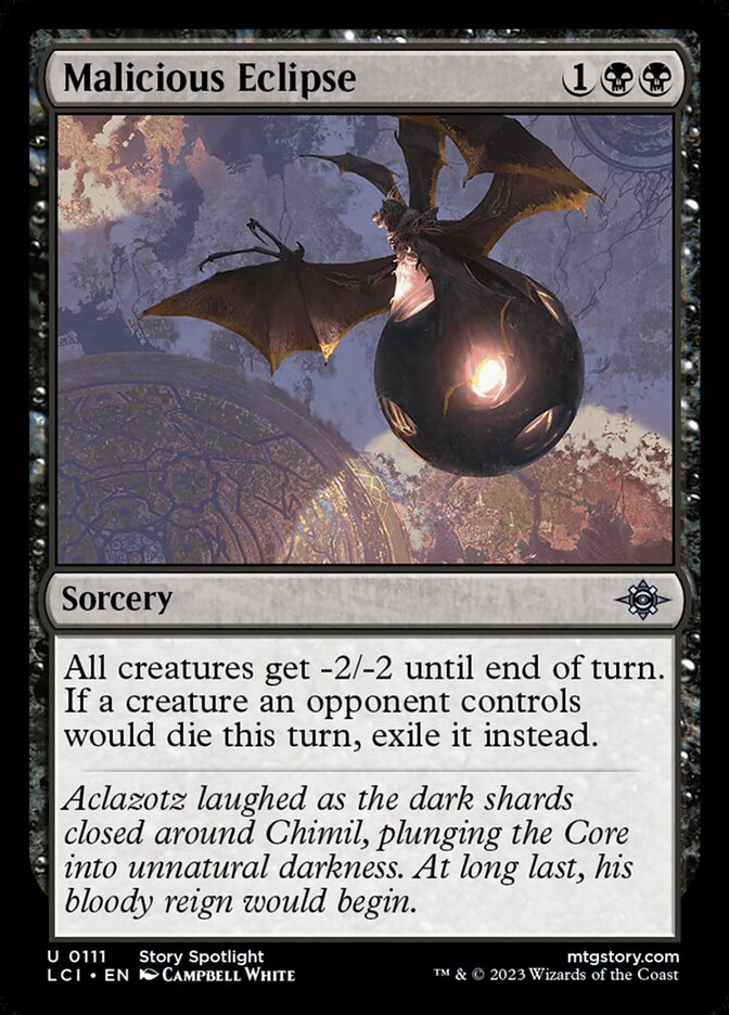 This Is An Image Of The Magic The Gathering Card Malicious Eclipse From The Set The Lost Caverns of Ixalan - Designed By Artist Campbell White