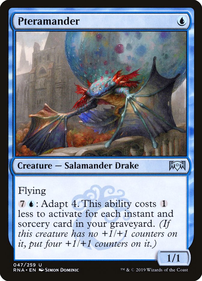 This Is An Image Of The Magic The Gathering Card Pteramander From The Set Outlaws of Thunder Junction Commander - Designed By Artist Simon Dominic