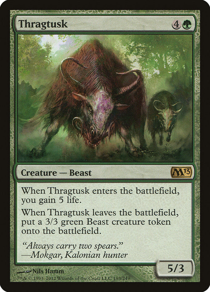 This Is An Image Of The Magic The Gathering Card Thragtusk From The Set New Capenna Commander - Designed By Artist Nils Hamm