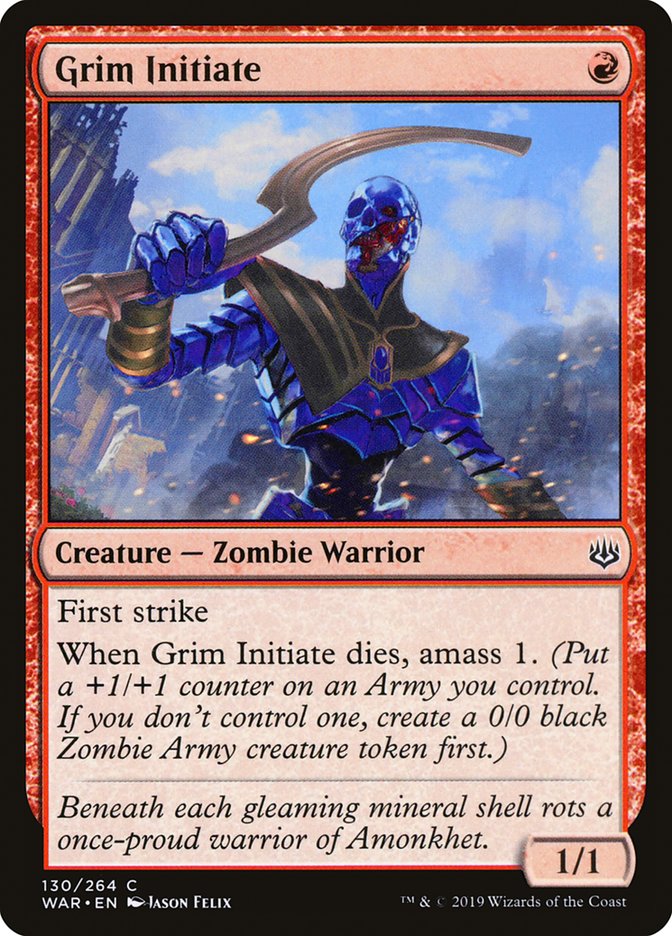 This Is An Image Of The Magic The Gathering Card Grim Initiate From The Set War of the Spark - Designed By Artist Jason Felix