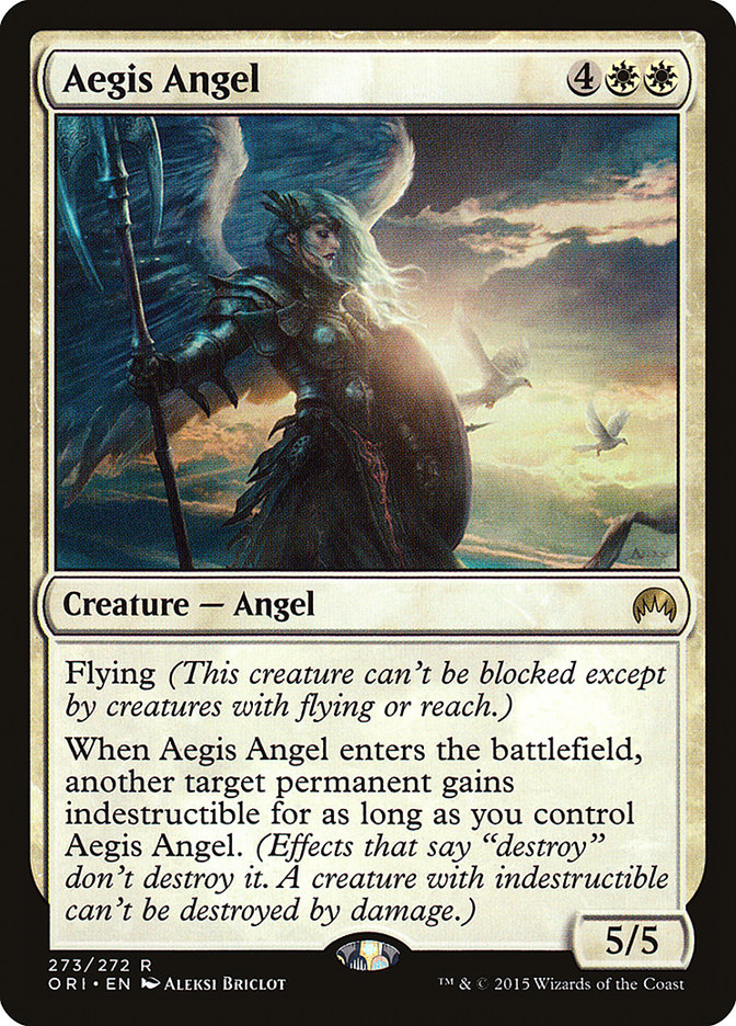 This Is An Image Of The Magic The Gathering Card Aegis Angel From The Set Archenemy: Nicol Bolas - Designed By Artist Aleksi Briclot
