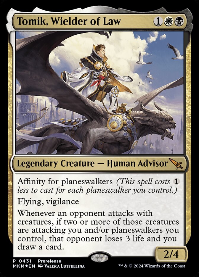 This Is An Image Of The Magic The Gathering Card Tomik, Wielder of Law From The Set Murders at Karlov Manor - Designed By Artist Valera Lutfullina