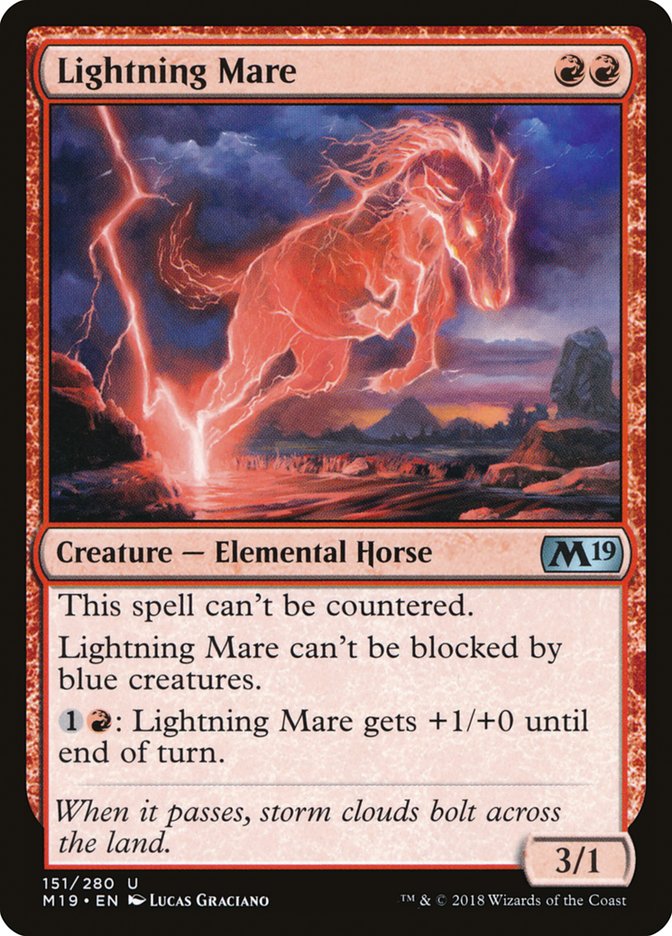 This Is An Image Of The Magic The Gathering Card Lightning Mare From The Set Core Set 2019 - Designed By Artist Lucas Graciano