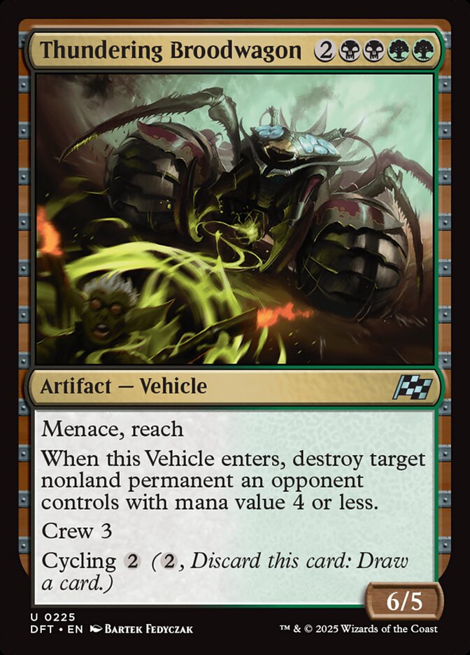 This Is An Image Of The Magic The Gathering Card Thundering Broodwagon From The Set Aetherdrift - Designed By Artist Bartek Fedyczak