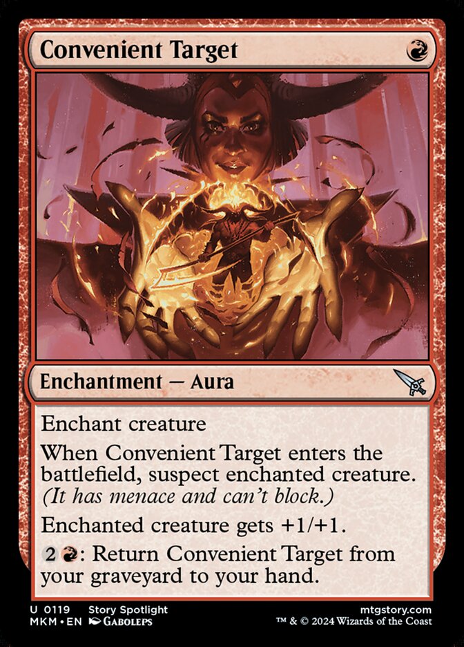 This Is An Image Of The Magic The Gathering Card Convenient Target From The Set Murders at Karlov Manor - Designed By Artist Gaboleps