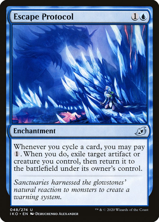 This Is An Image Of The Magic The Gathering Card Escape Protocol From The Set Ikoria: Lair of Behemoths - Designed By Artist Deruchenko Alexander