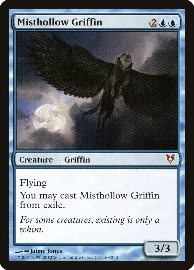 This Is An Image Of The Magic The Gathering Card Misthollow Griffin From The Set Avacyn Restored - Designed By Artist Jaime Jones