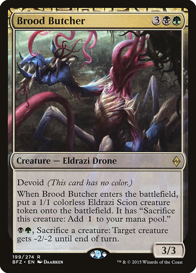 This Is An Image Of The Magic The Gathering Card Brood Butcher From The Set Battle for Zendikar - Designed By Artist Daarken