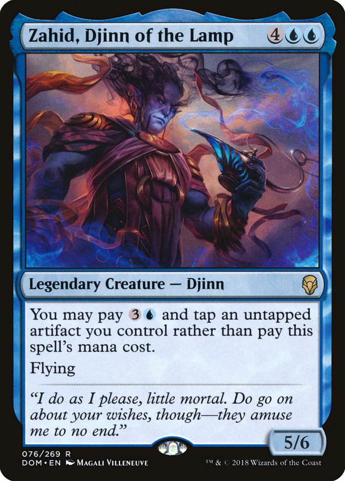 This Is An Image Of The Magic The Gathering Card Zahid, Djinn of the Lamp From The Set Commander Masters - Designed By Artist Magali Villeneuve