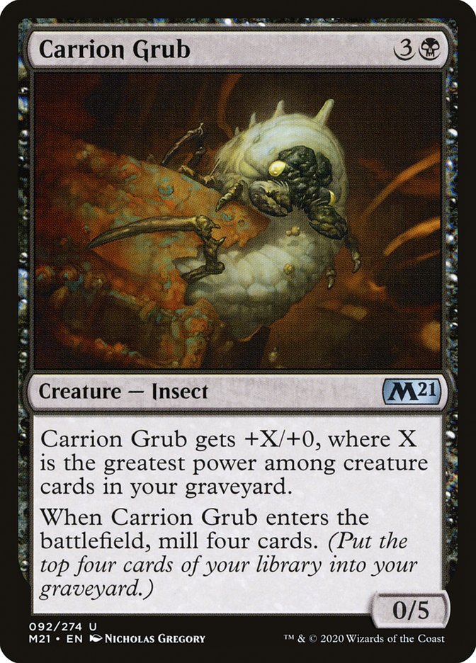 This Is An Image Of The Magic The Gathering Card Carrion Grub From The Set Duskmourn: House of Horror Commander - Designed By Artist Nicholas Gregory