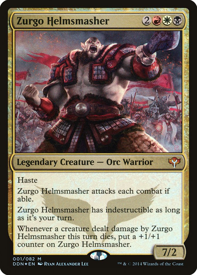This Is An Image Of The Magic The Gathering Card Zurgo Helmsmasher From The Set Khans of Tarkir - Designed By Artist Aleksi Briclot