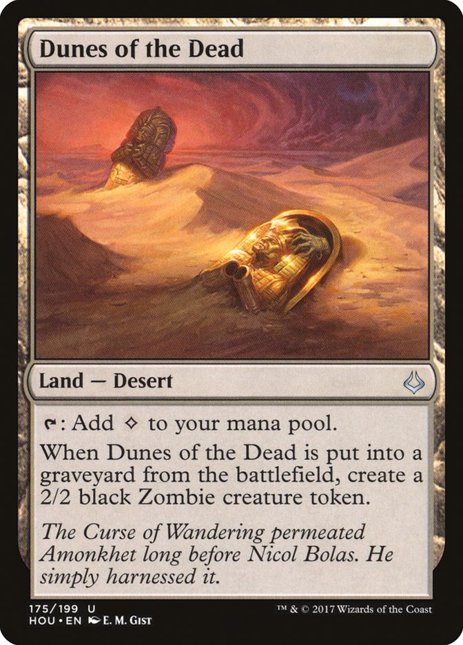 This Is An Image Of The Magic The Gathering Card Dunes of the Dead From The Set Outlaws of Thunder Junction Commander - Designed By Artist E. M. Gist