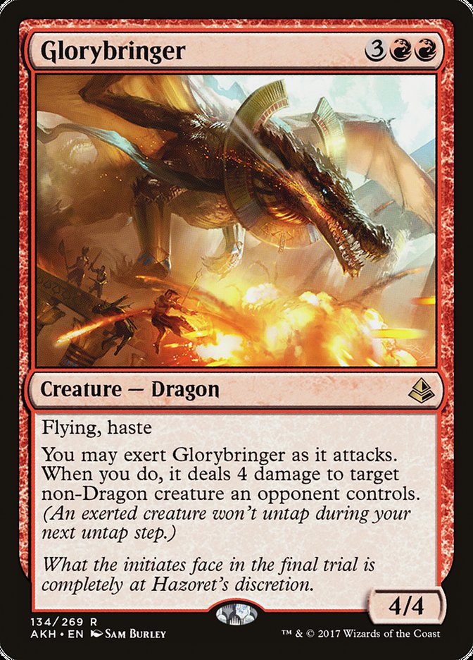 This Is An Image Of The Magic The Gathering Card Glorybringer From The Set Tarkir: Dragonstorm Commander - Designed By Artist Sam Burley