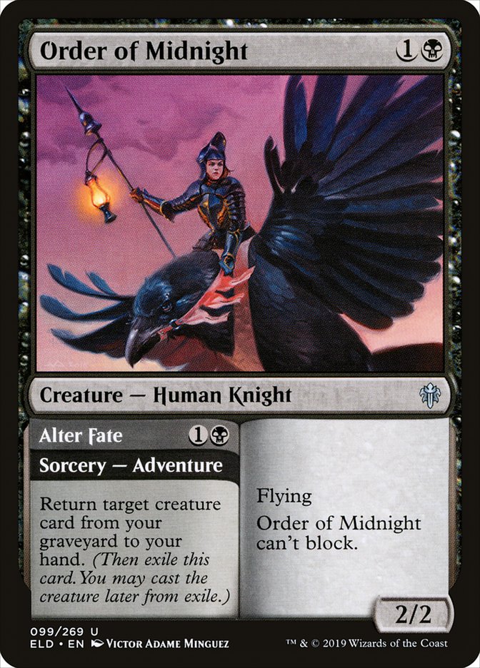 This Is An Image Of The Magic The Gathering Card Order of Midnight // Alter Fate From The Set March of the Machine Commander - Designed By Artist Victor Adame Minguez
