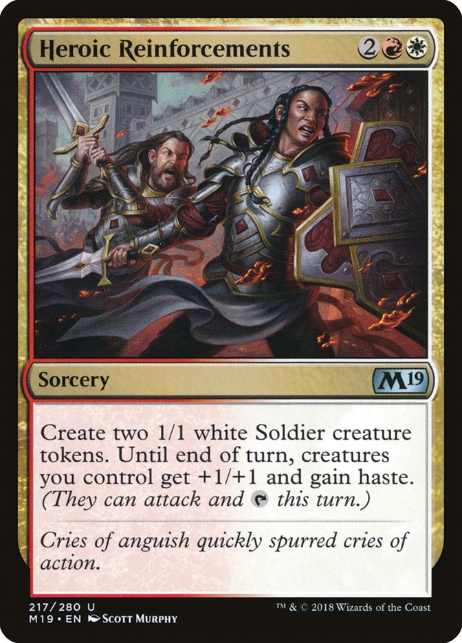 This Is An Image Of The Magic The Gathering Card Heroic Reinforcements From The Set Foundations - Designed By Artist Scott Murphy