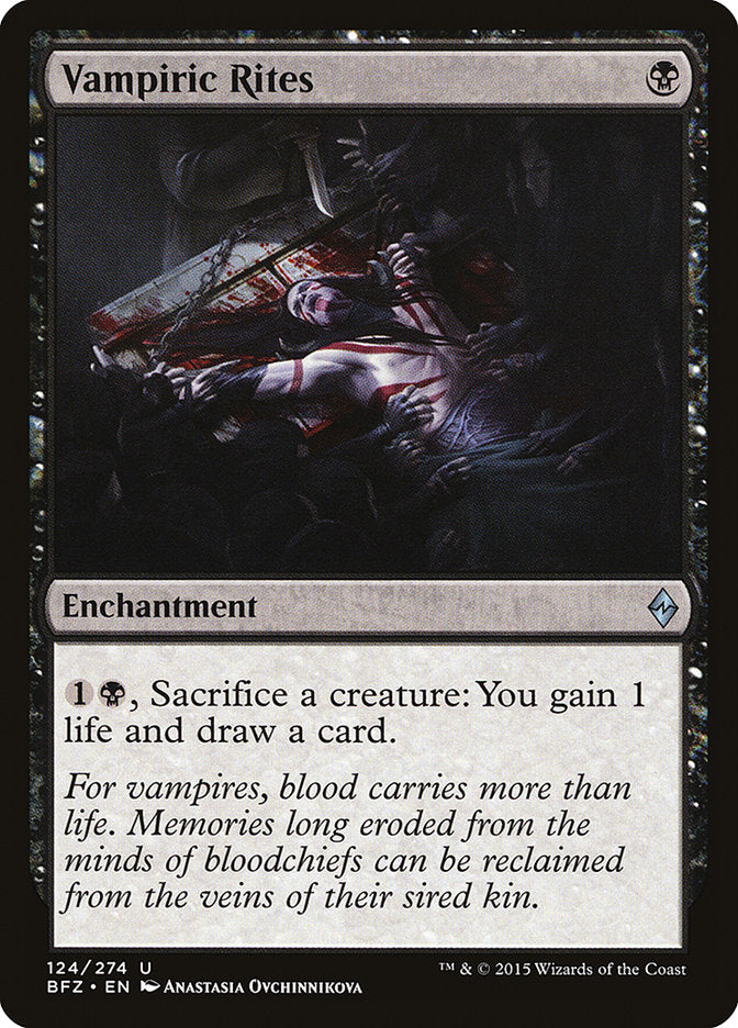 This Is An Image Of The Magic The Gathering Card Vampiric Rites From The Set Foundations - Designed By Artist Anastasia Ovchinnikova