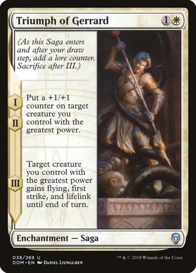 This Is An Image Of The Magic The Gathering Card Triumph of Gerrard From The Set Dominaria - Designed By Artist Daniel Ljunggren