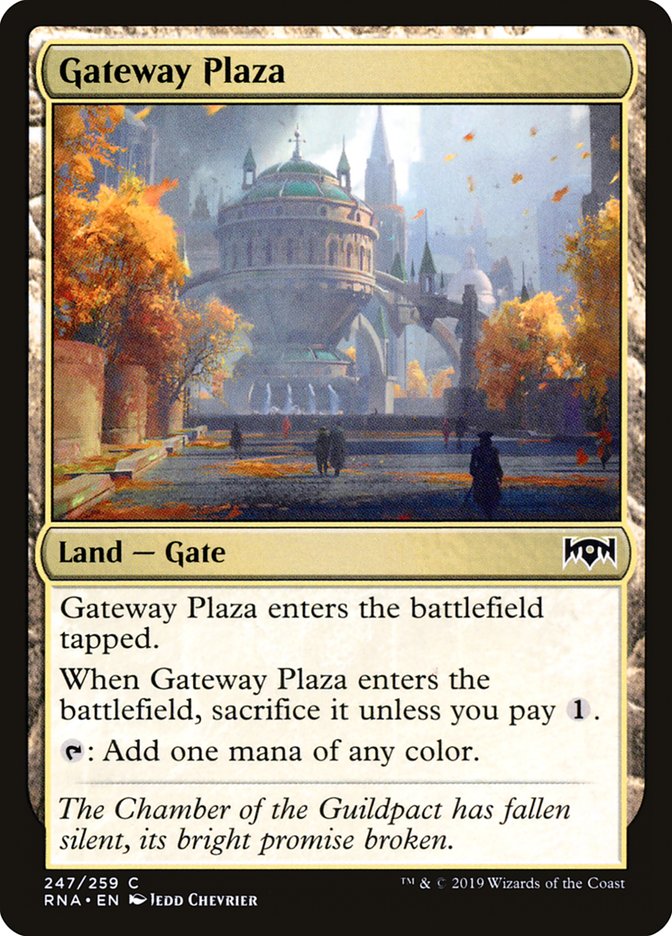 This Is An Image Of The Magic The Gathering Card Gateway Plaza From The Set War of the Spark - Designed By Artist Sung Choi