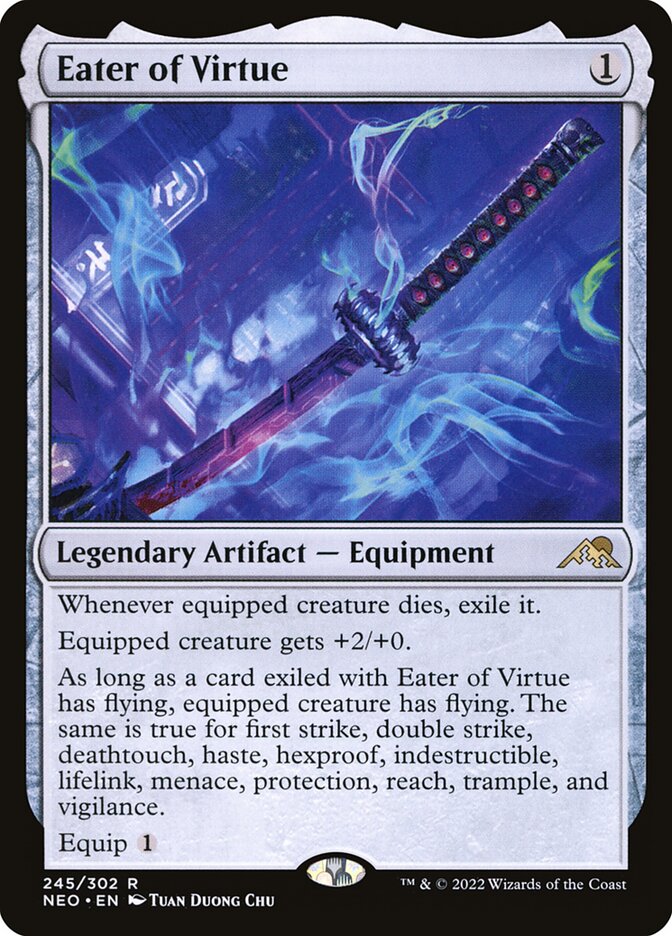 This Is An Image Of The Magic The Gathering Card Eater of Virtue From The Set Kamigawa: Neon Dynasty - Designed By Artist Tuan Duong Chu