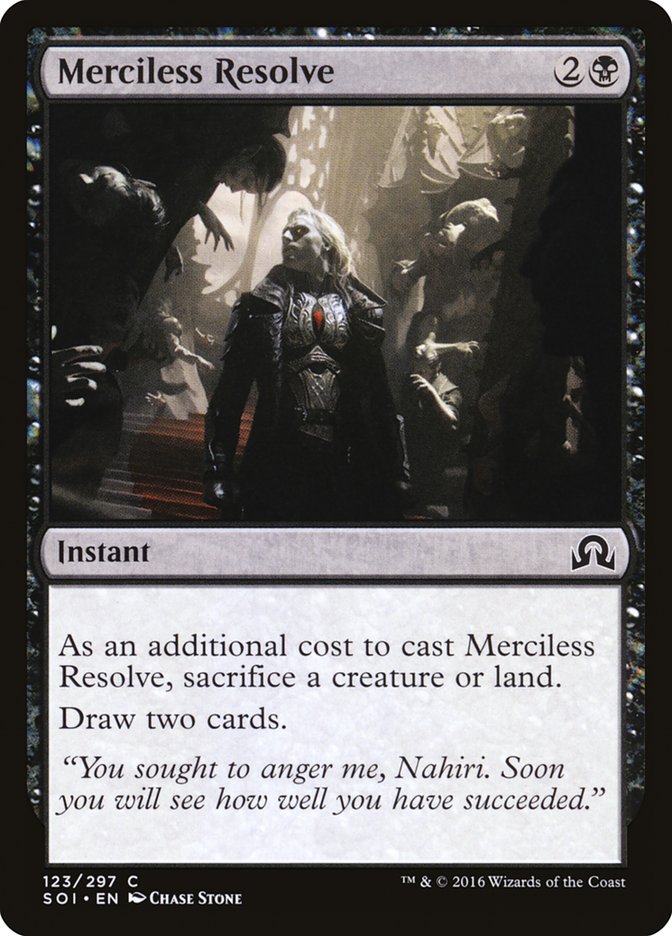 This Is An Image Of The Magic The Gathering Card Merciless Resolve From The Set Shadows over Innistrad - Designed By Artist Chase Stone