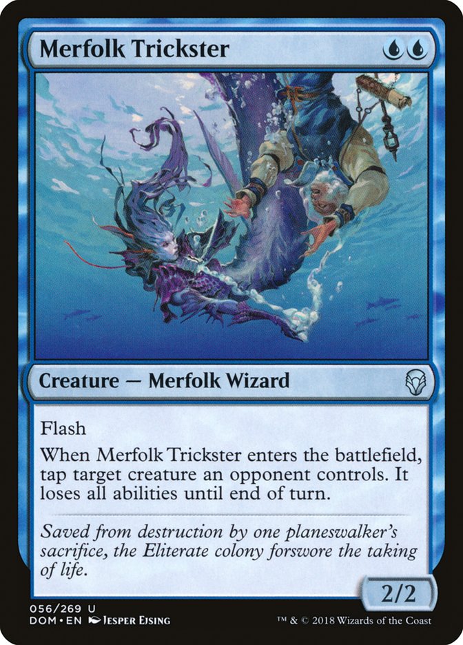 This Is An Image Of The Magic The Gathering Card Merfolk Trickster From The Set Dominaria - Designed By Artist Jesper Ejsing