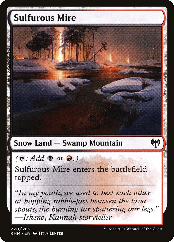 This Is An Image Of The Magic The Gathering Card Sulfurous Mire From The Set Kaldheim - Designed By Artist Titus Lunter