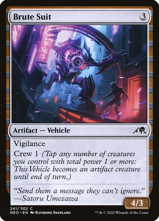 This Is An Image Of The Magic The Gathering Card Brute Suit From The Set Kamigawa: Neon Dynasty - Designed By Artist Raymond Swanland