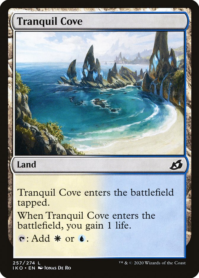 This Is An Image Of The Magic The Gathering Card Tranquil Cove From The Set Tarkir: Dragonstorm - Designed By Artist Kevin Sidharta