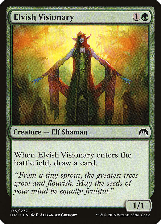 This Is An Image Of The Magic The Gathering Card Elvish Visionary From The Set Commander Legends - Designed By Artist D. Alexander Gregory