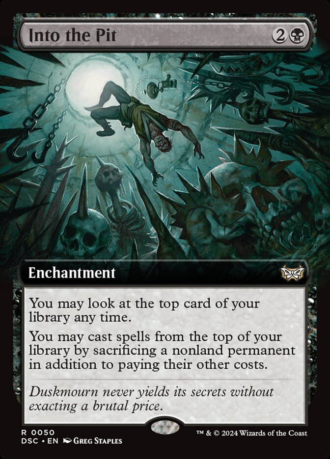 This Is An Image Of The Magic The Gathering Card Into the Pit From The Set Duskmourn: House of Horror Commander - Designed By Artist Greg Staples