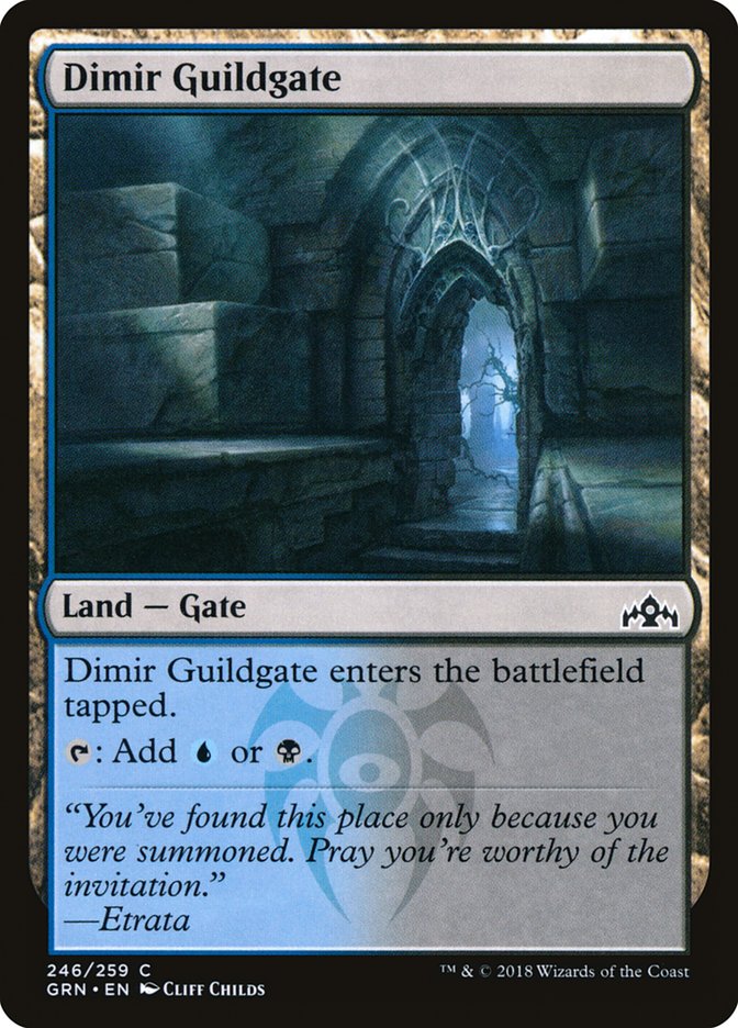 This Is An Image Of The Magic The Gathering Card Dimir Guildgate From The Set Foundations - Designed By Artist Cliff Childs