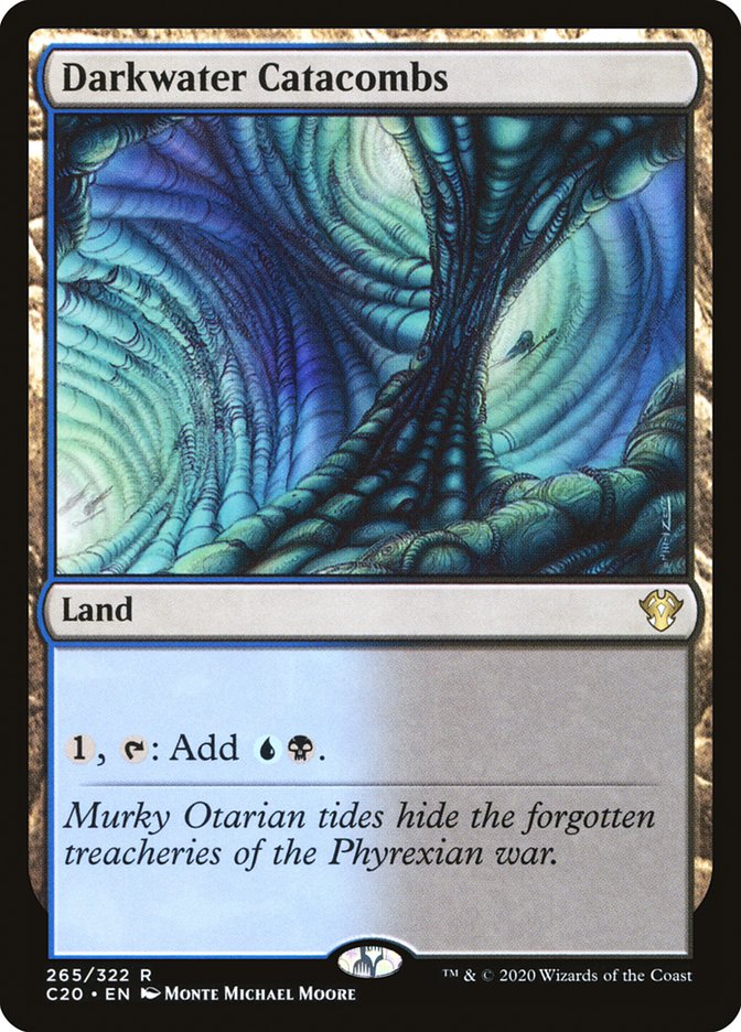This Is An Image Of The Magic The Gathering Card Darkwater Catacombs From The Set Tarkir: Dragonstorm Commander - Designed By Artist Monte Michael Moore