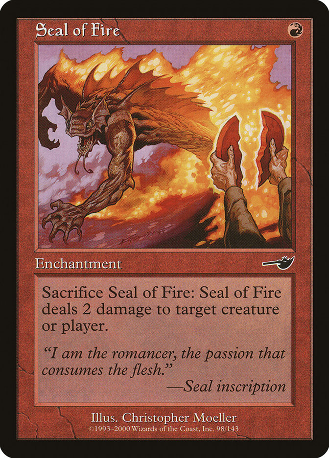 This Is An Image Of The Magic The Gathering Card Seal of Fire From The Set Duel Decks Anthology: Jace vs. Chandra - Designed By Artist Christopher Moeller