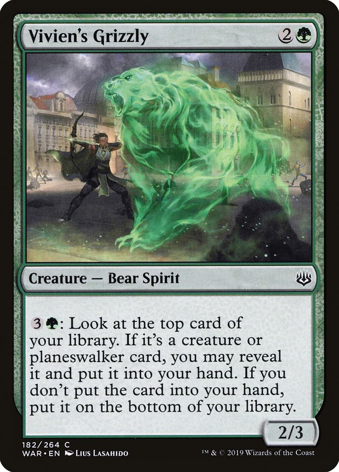 This Is An Image Of The Magic The Gathering Card Vivien's Grizzly From The Set War of the Spark - Designed By Artist Lius Lasahido