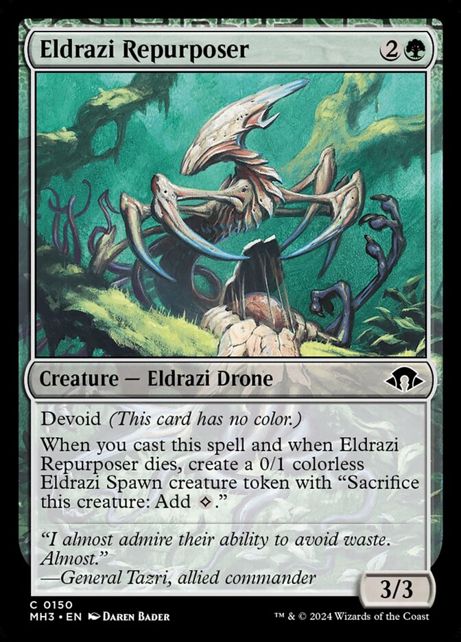 This Is An Image Of The Magic The Gathering Card Eldrazi Repurposer From The Set Modern Horizons 3 - Designed By Artist Daren Bader
