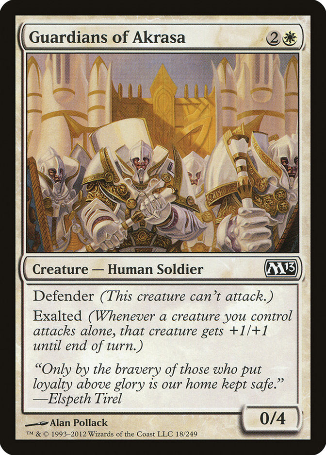 This Is An Image Of The Magic The Gathering Card Guardians of Akrasa From The Set Magic 2013 - Designed By Artist Alan Pollack