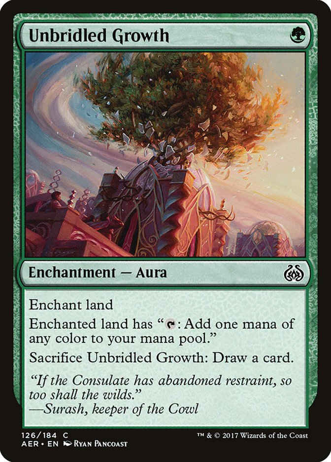 This Is An Image Of The Magic The Gathering Card Unbridled Growth From The Set Aether Revolt - Designed By Artist Ryan Pancoast