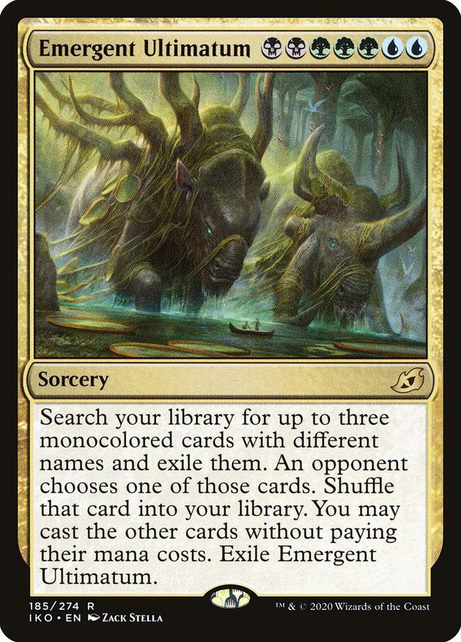 This Is An Image Of The Magic The Gathering Card Emergent Ultimatum From The Set Ikoria: Lair of Behemoths - Designed By Artist Zack Stella