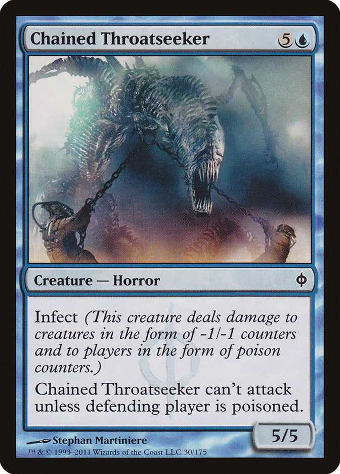 This Is An Image Of The Magic The Gathering Card Chained Throatseeker From The Set New Phyrexia - Designed By Artist Stephan Martiniere